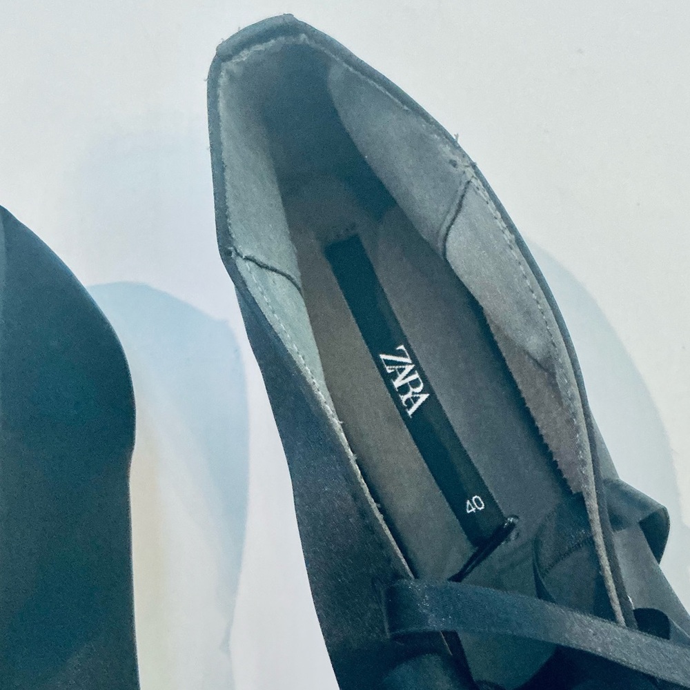 ZARA, Tied Satin Effect Fabric Ballet Flats, Laces Detail, Size 9US/40EUR - Picture 13 of 16